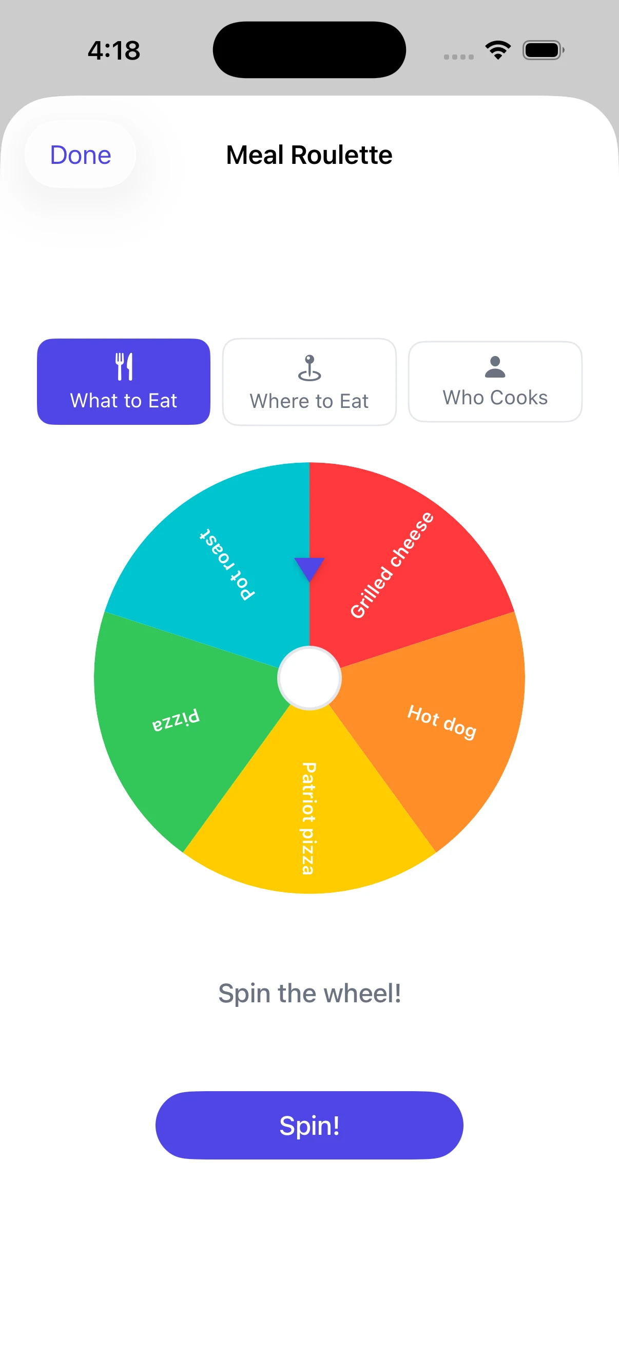Meal Roulette · iPhone