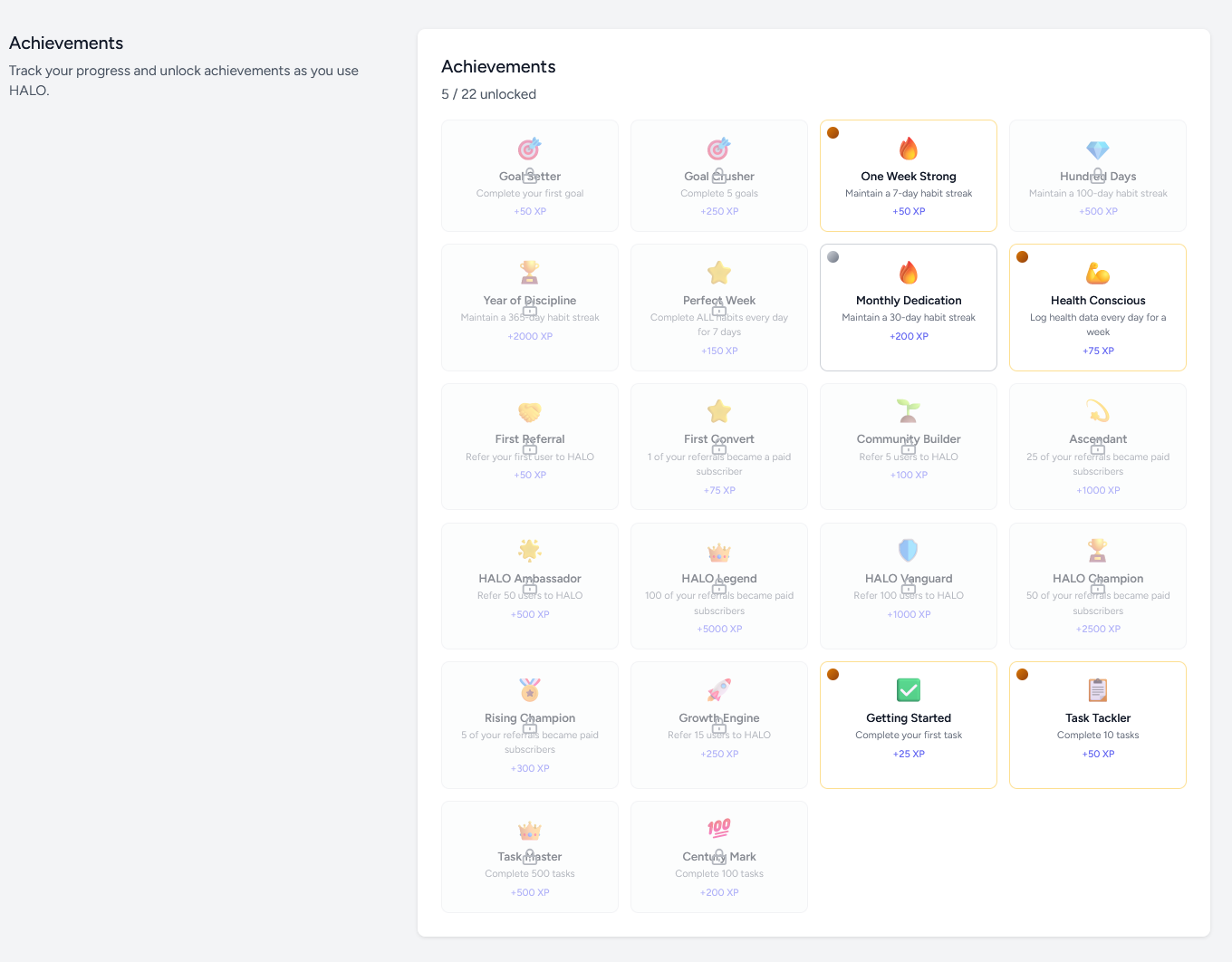 HALO Achievements & Gamification