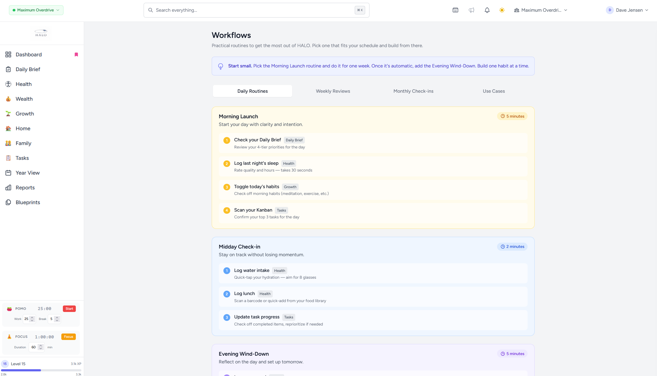 HALO Workflow Blueprints